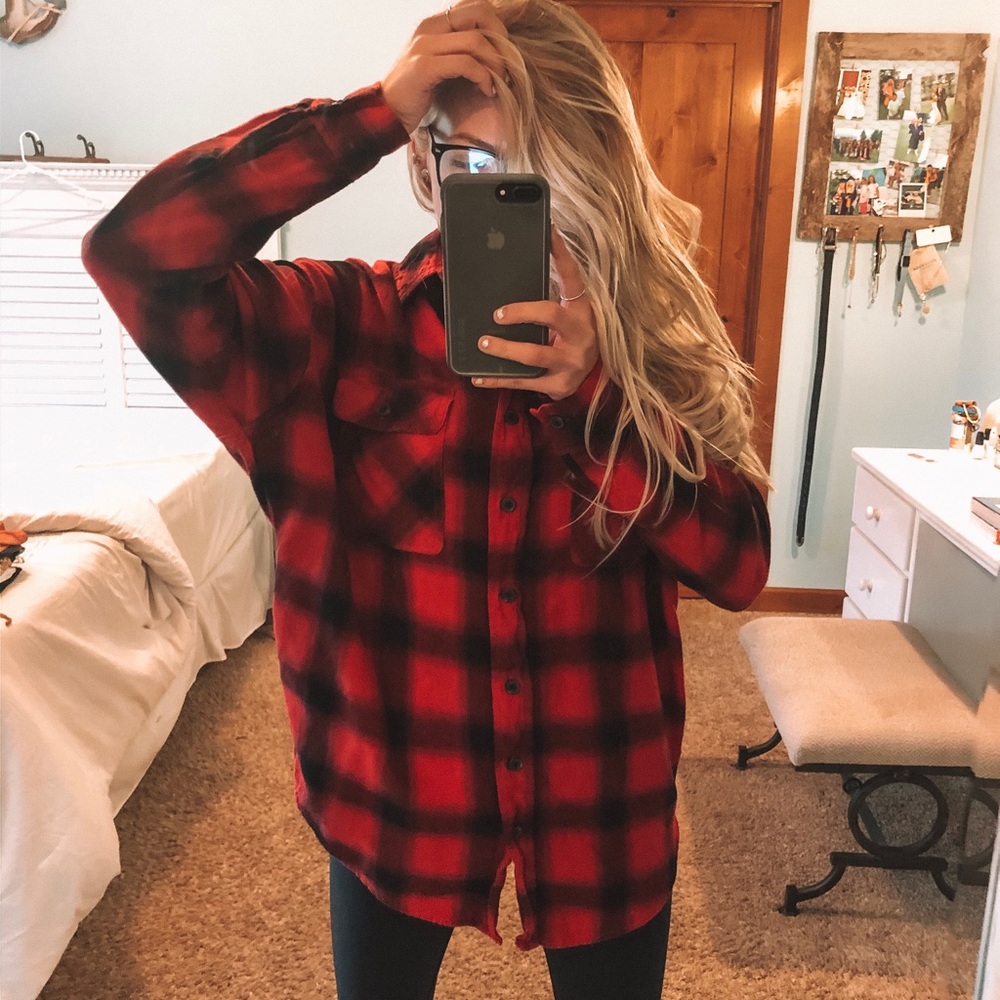 Red and Black Oversized Flannel